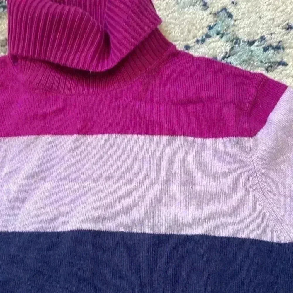 Lands’ End color block super soft cashmere ribbed turtleneck sweater XS/P NWOT - Picture 6 of 6